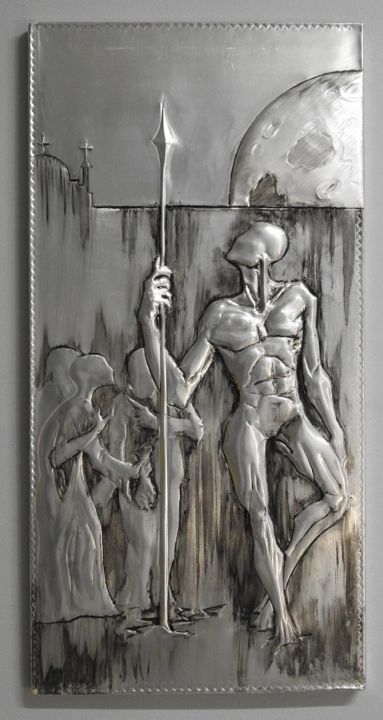 Sculpture intitulée "The guardian of dig…" par Mihai Tanasescu, Œuvre d'art originale, Aluminium