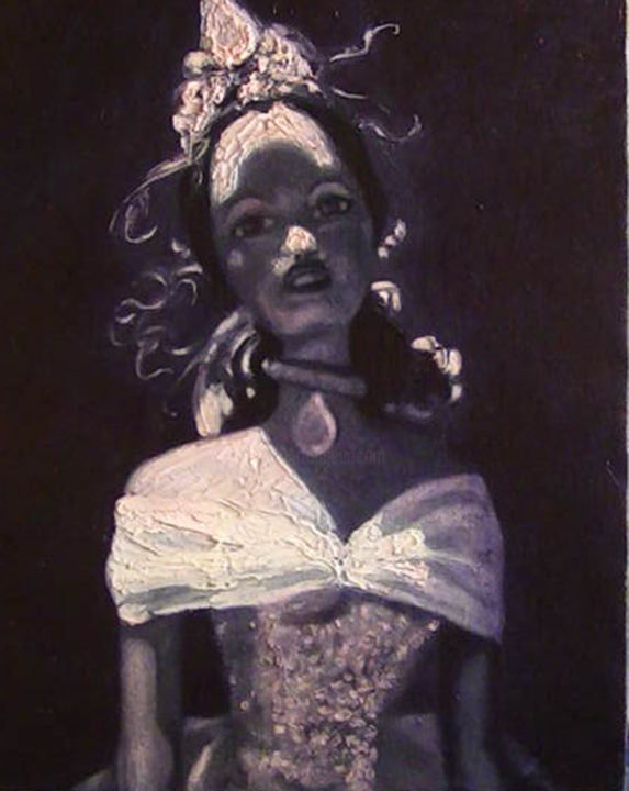 Painting titled "Retrato de Barbie" by Tancara, Original Artwork, Oil