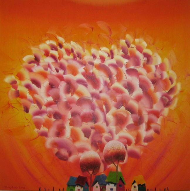 Malerei mit dem Titel "blossom heart" von Tanghonglee, Original-Kunstwerk