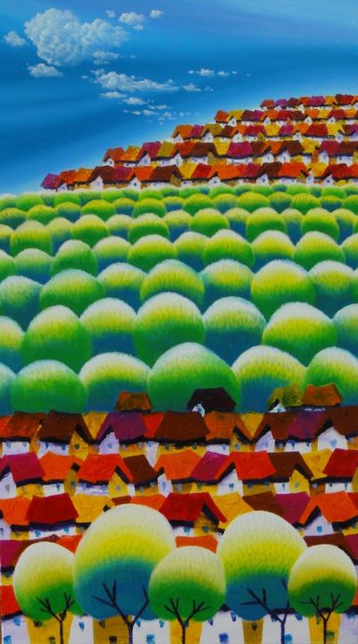 Painting titled "Blossom village 3" by Tanghonglee, Original Artwork