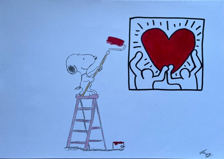 Peinture intitulée "Snoopy 2" par Tanguy Masini, Œuvre d'art originale, Acrylique
