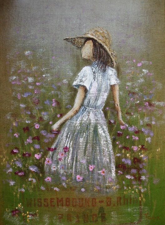 Peinture intitulée "Dans le pré fleuri" par Tania Ohse, Œuvre d'art originale, Acrylique Monté sur Châssis en bois