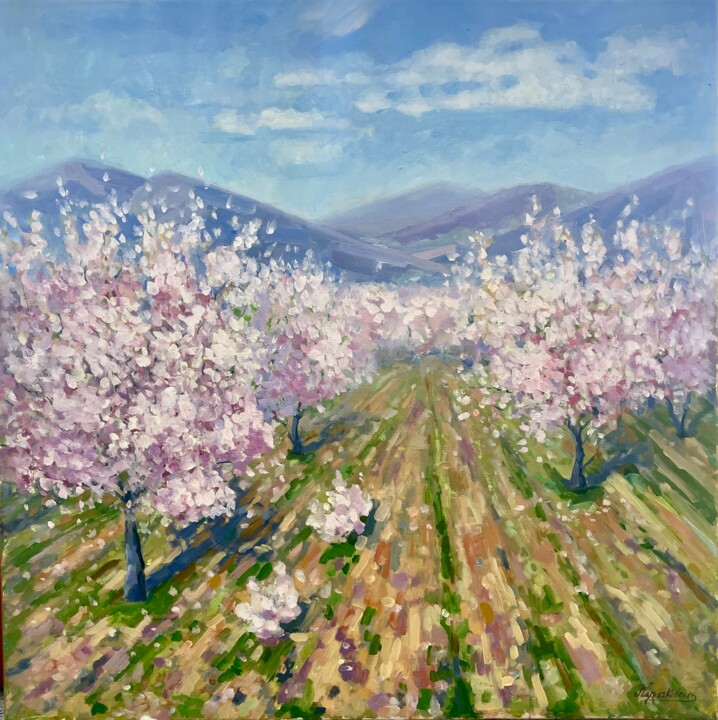 Pittura intitolato "Almond blossom" da Tania Kyriakidou, Opera d'arte originale, Olio