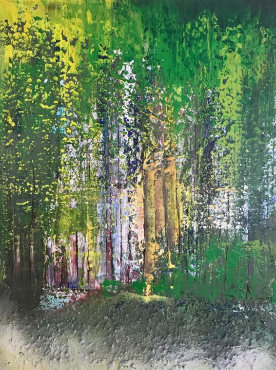 Painting titled "La forêt" by Tania Klinke, Original Artwork, Acrylic