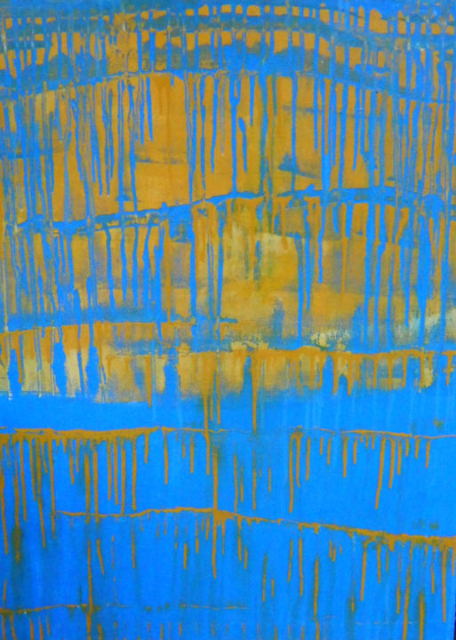Картина под названием "Bright blue" - Tania Piskun, Подлинное произведение искусства, Акрил Установлен на Подрамник