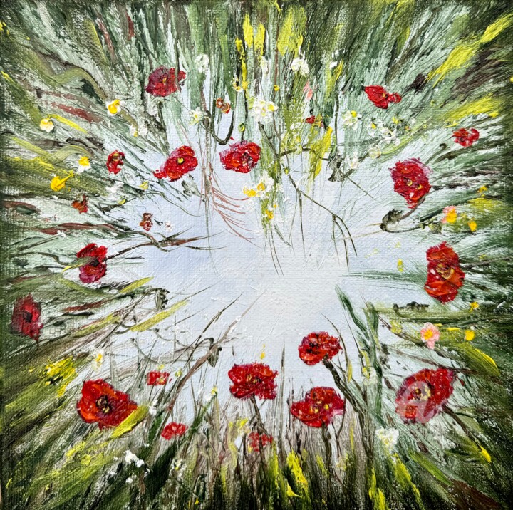 Картина под названием "Whispers of Poppy R…" - Tanja Frost, Подлинное произведение искусства, Масло Установлен на Деревянная…