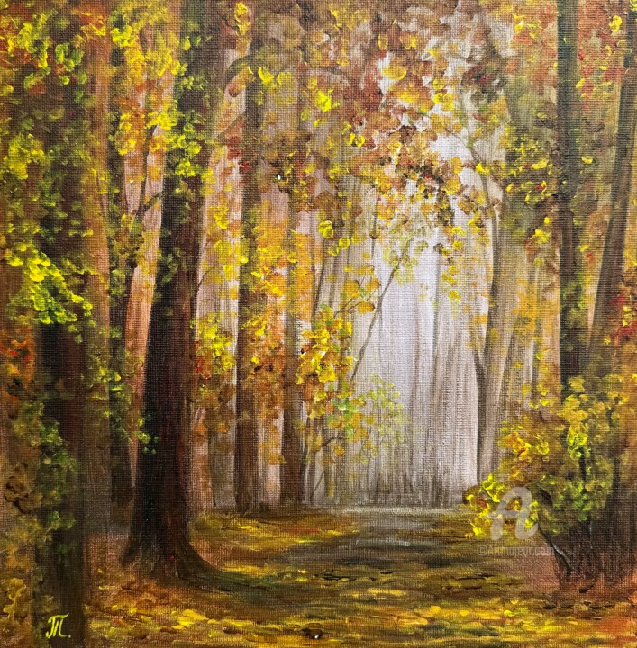 Peinture intitulée "Autumn Park" par Tanja Frost, Œuvre d'art originale, Acrylique