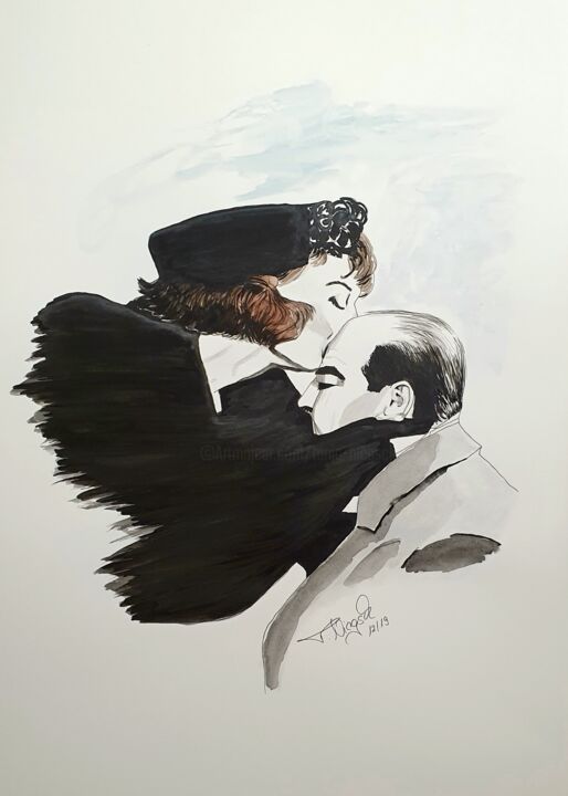 Drawing titled "adieu" by Tanja Niegsch, Original Artwork, Gouache