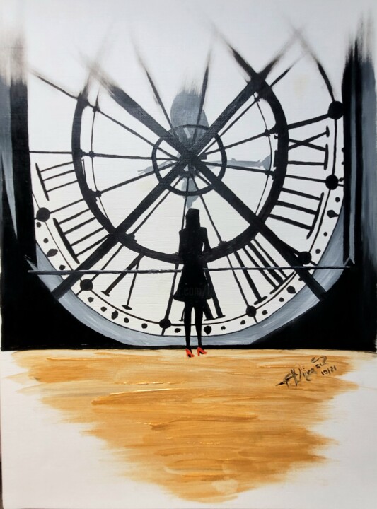Painting titled "time" by Tanja Niegsch, Original Artwork, Oil