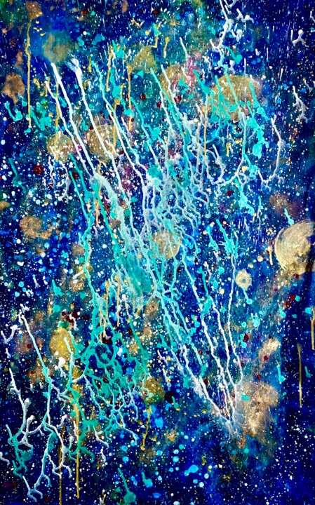 Painting titled "Abstract 100x70. Go…" by Tanja Olsson, Original Artwork, Acrylic