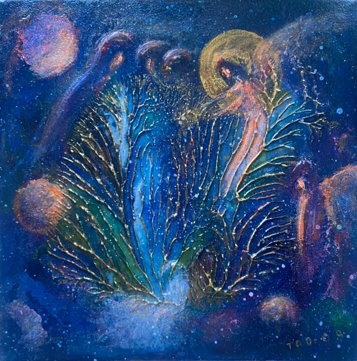 Картина под названием "Fantasy 6" - Tanja Olsson, Подлинное произведение искусства, Акрил Установлен на Деревянная рама для…