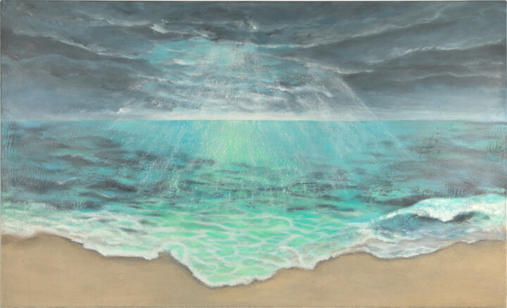 Painting titled "Meer" by Tanja Robisch, Original Artwork, Acrylic Mounted on Wood Stretcher frame