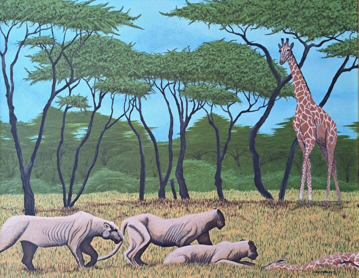 Malerei mit dem Titel "AFRICAN SERENGETI" von Ed Moralez, Original-Kunstwerk, Öl
