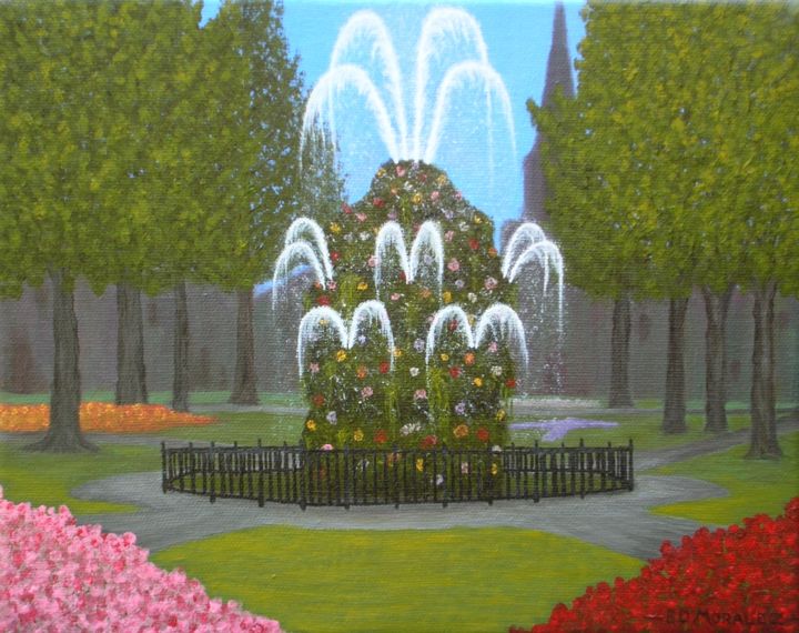 Painting titled "Centennial Park" by Ed Moralez, Original Art, Oil