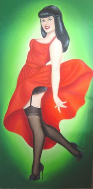 Painting titled "Red Dress" by Karin French, Original Artwork