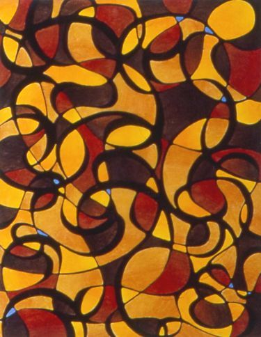 Dessin intitulée "Yellow Stained Glas…" par Karin French, Œuvre d'art originale