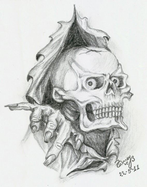 Drawing titled "Skull.jpg" by Tanmay Bhattacharya, Original Artwork, Pencil