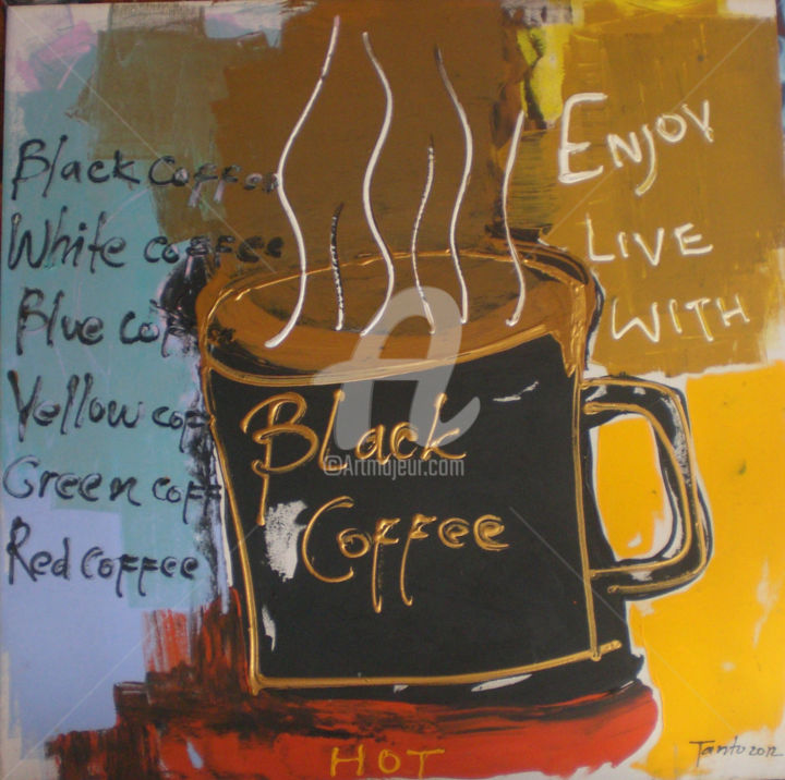 Painting titled "Black coffee" by Tanto, Original Artwork, Acrylic