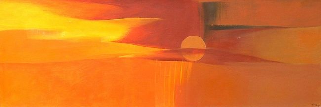 Painting titled "SUNSET #3" by Tanto, Original Artwork, Oil