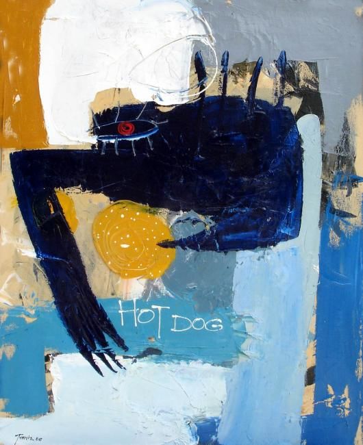 Schilderij getiteld "HOT DOG" door Tanto, Origineel Kunstwerk, Acryl