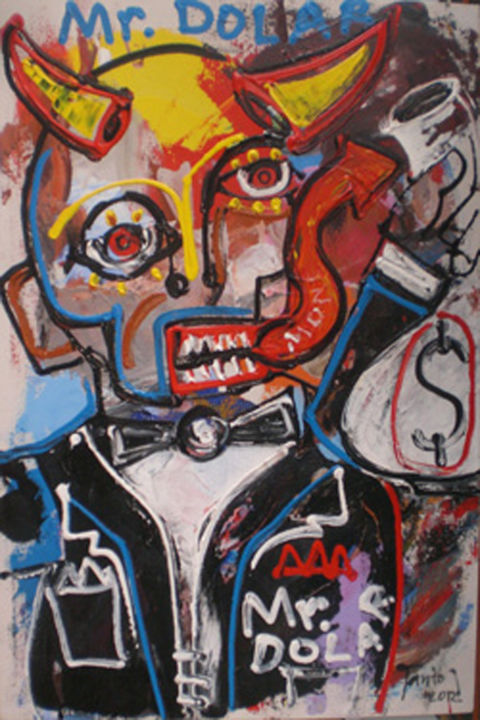 Painting titled "Mr. Dollar" by Tanto Sutianto, Original Artwork