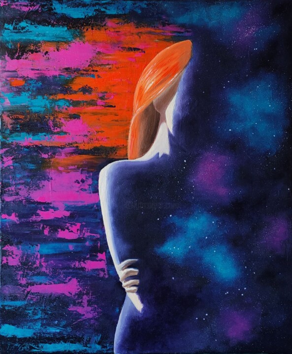 Картина под названием "Nude girl. Space" - Tanya Cooper, Подлинное произведение искусства, Масло