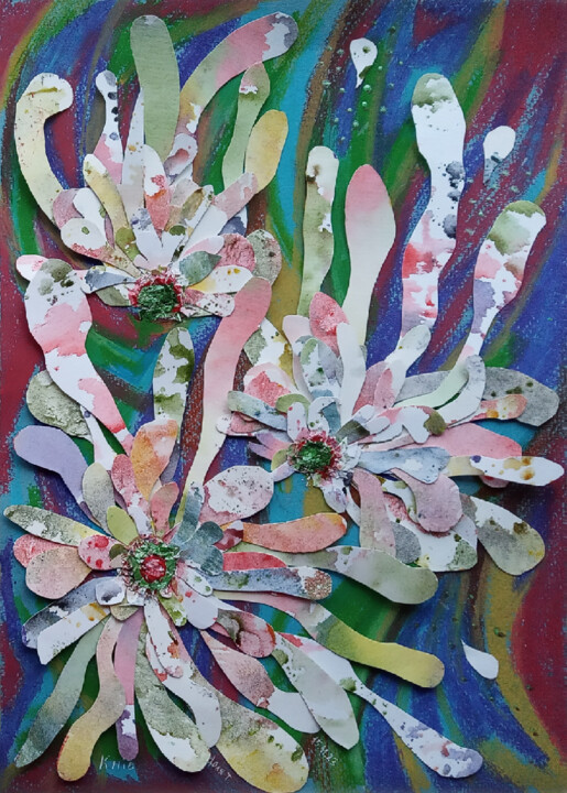 Collages titulada "Dynamic flowers1 Se…" por Tanya Dolya, Obra de arte original, Collages