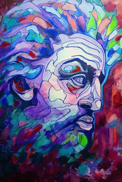 Painting titled "Courage" by Tanya Efe, Original Artwork, Acrylic