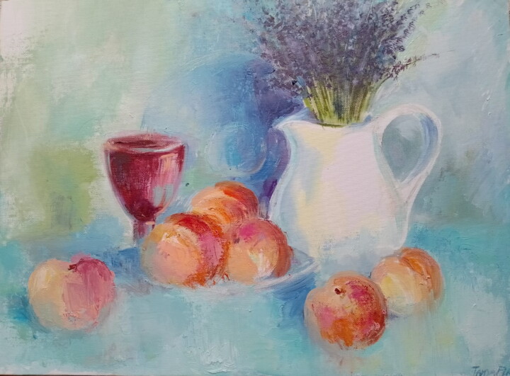 Painting titled "Delicate Still Life" by Tanya Firn, Original Artwork, Oil