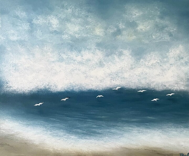 Painting titled "Guardians of the Sea" by Tanya Hansen (TanyaSunart), Original Artwork, Acrylic