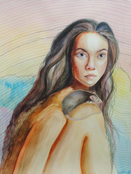 Peinture intitulée "Monika" par Tanya Kutsenko, Œuvre d'art originale, Aquarelle