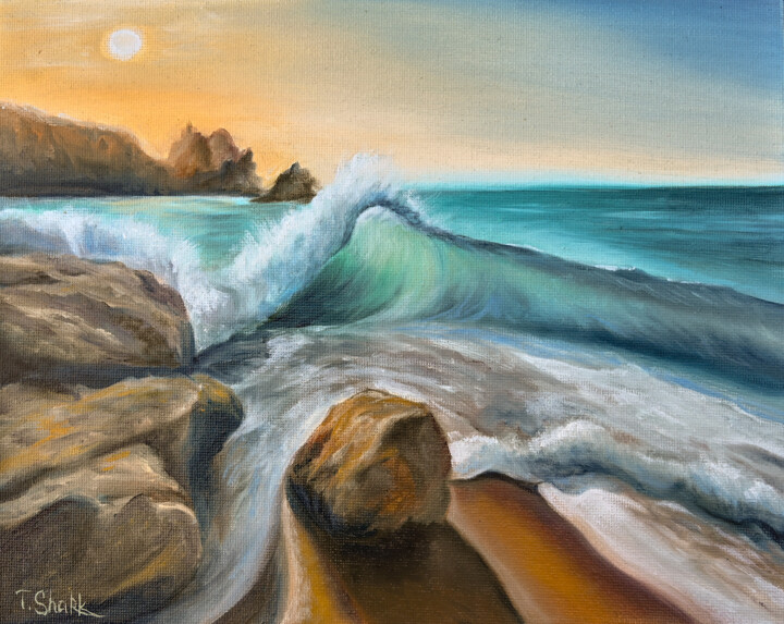 Malarstwo zatytułowany „Seascape #2” autorstwa Tanya Shark, Oryginalna praca, Olej