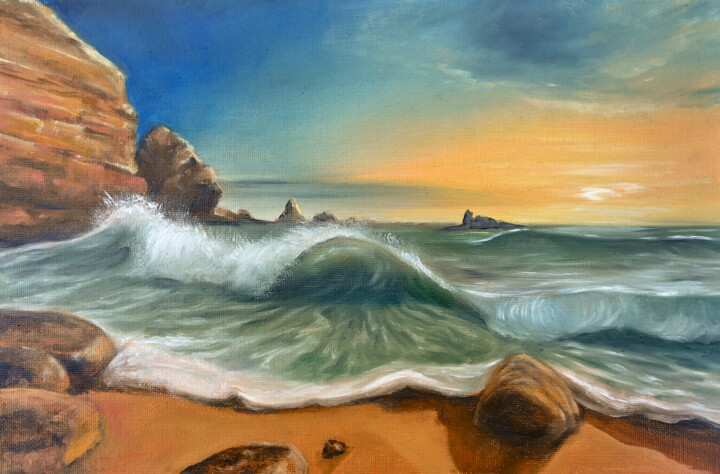 Malerei mit dem Titel "Seascape #6" von Tanya Shark, Original-Kunstwerk, Öl