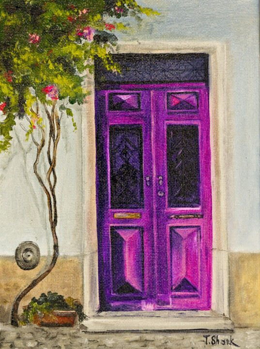 Painting titled "Дверь#1" by Tanya Shark, Original Artwork, Oil