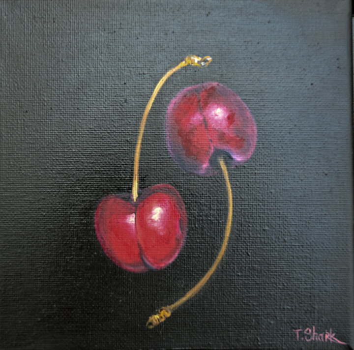 Pintura intitulada "Cherry mini" por Tanya Shark, Obras de arte originais, Óleo