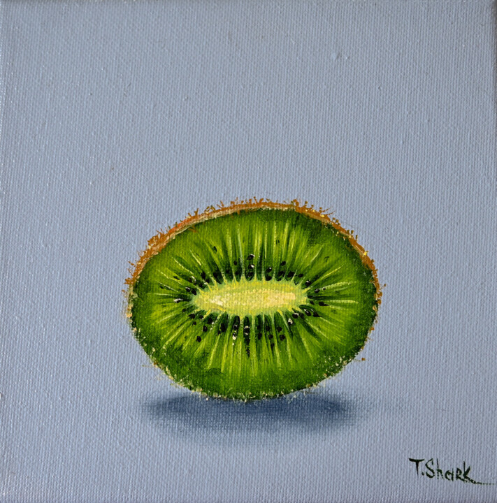 Pintura intitulada "Kiwi mini" por Tanya Shark, Obras de arte originais, Óleo
