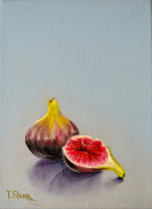 Painting titled "Figs mini" by Tanya Shark, Original Artwork, Oil