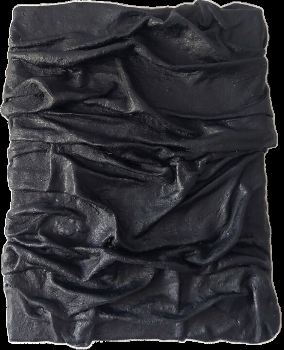 Sculpture titled "Black Frequencies" by Tanya Silva, Original Artwork, Plaster Mounted on Wood Stretcher frame