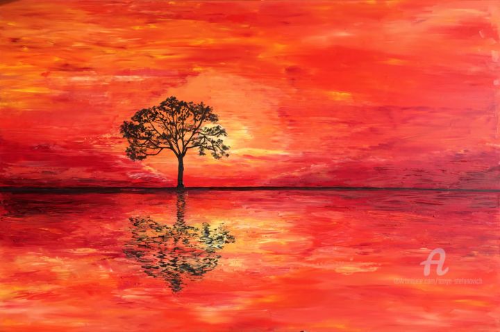 Painting titled "Orange desert, Oil…" by Tanya Stefanovich, Original Artwork, Oil
