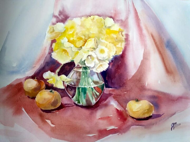 Painting titled ""Iris"" by Tanya Yavorska, Original Artwork, Watercolor