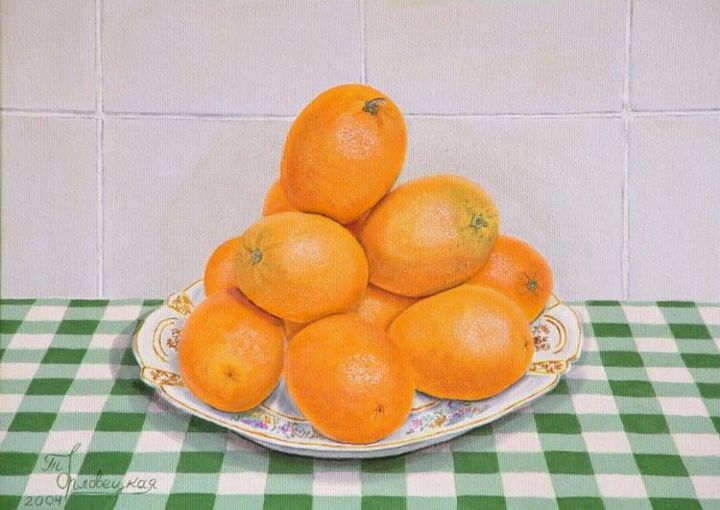 Pintura intitulada "апельсины" por Tatyana Orlovezkaya, Obras de arte originais