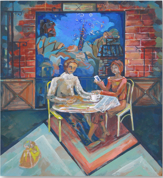 Painting titled "Last news" by Tatiana Boikova, Original Artwork, Acrylic