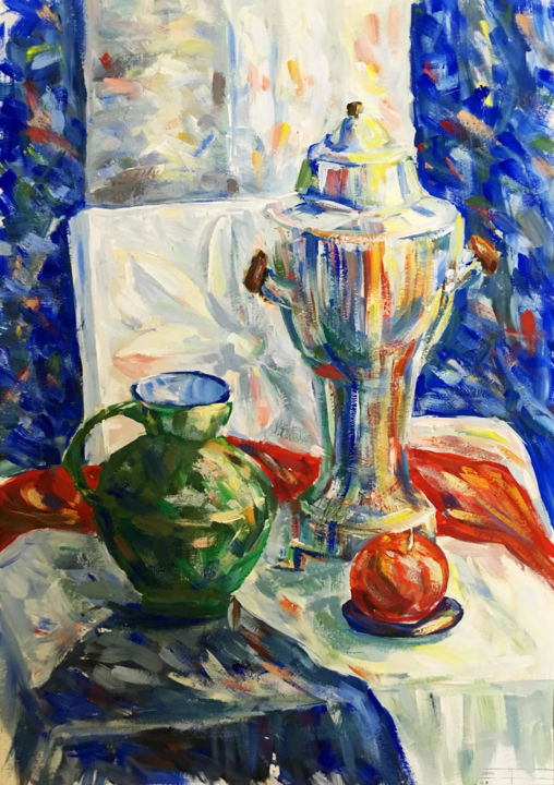 Картина под названием "samovar" - Boston Tanya, Подлинное произведение искусства, Гуашь