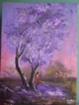 Картина под названием "the purpple tree" - Joseph Muchina Mwangi, Подлинное произведение искусства