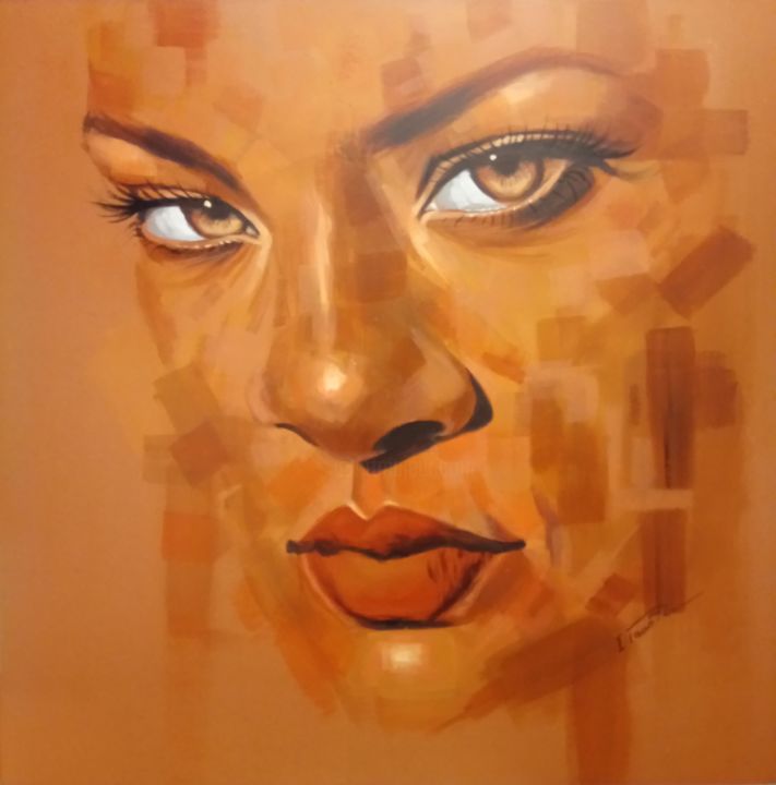 Painting titled "Rihanna" by Taoufik Iaiche, Original Artwork, Acrylic