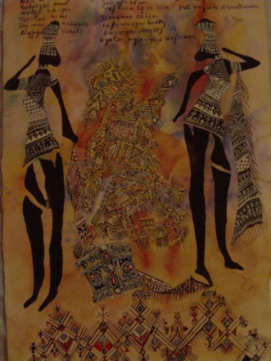 Painting titled "l'afric" by Taous Ben Amara, Original Artwork, Gouache