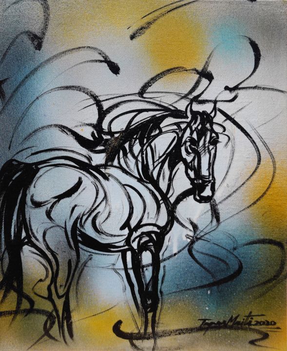 「Horse」というタイトルの絵画 Tapas Maitiによって, オリジナルのアートワーク, アクリル