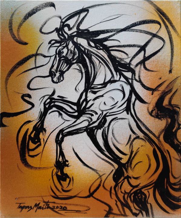 Painting titled "Horse 0" by Tapas Maiti, Original Artwork, Acrylic