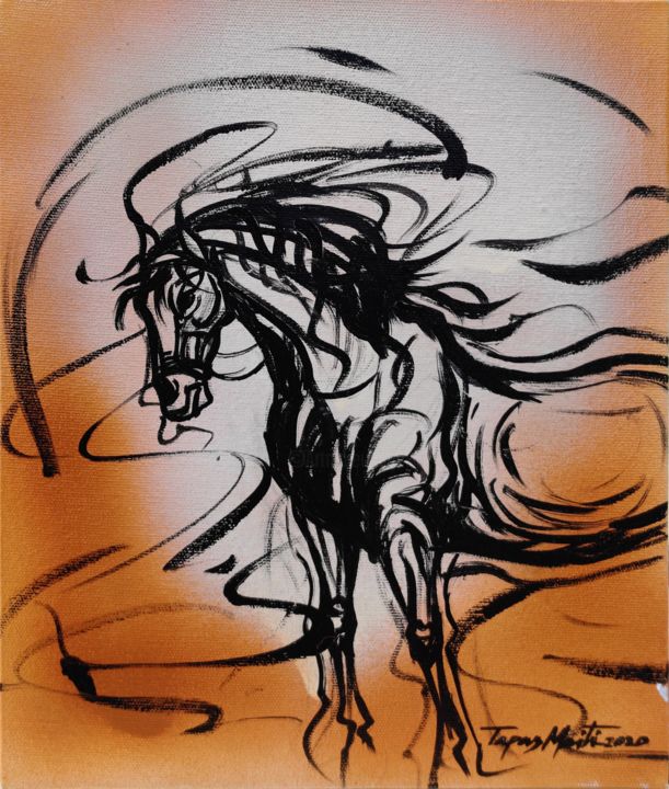 Ζωγραφική με τίτλο "Horse10" από Tapas Maiti, Αυθεντικά έργα τέχνης, Ακρυλικό