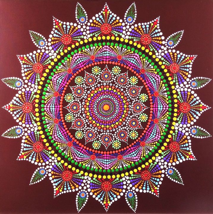 Pintura intitulada "Mandala | Lotus Rati" por Tara Devi, Obras de arte originais, Acrílico